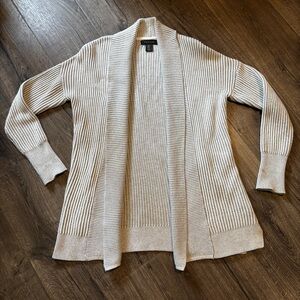Tahari Gray Ribbed Open Front Cardigan